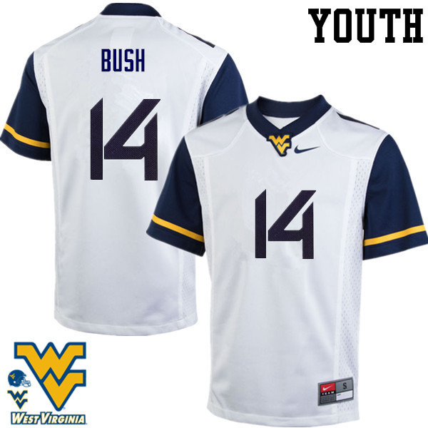 NCAA Youth Tevin Bush West Virginia Mountaineers White #14 Nike Stitched Football College Authentic Jersey ZR23U77FL